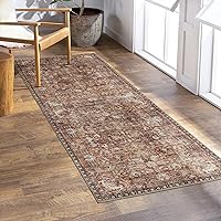 Valenrug Washable Runner Rug 2'6x10 - Ultra-Thin Antique Collection Area Rug, Stain Resistant Rugs for Living Room Bedroom, Distressed Vintage Rug(Orange, 2'6