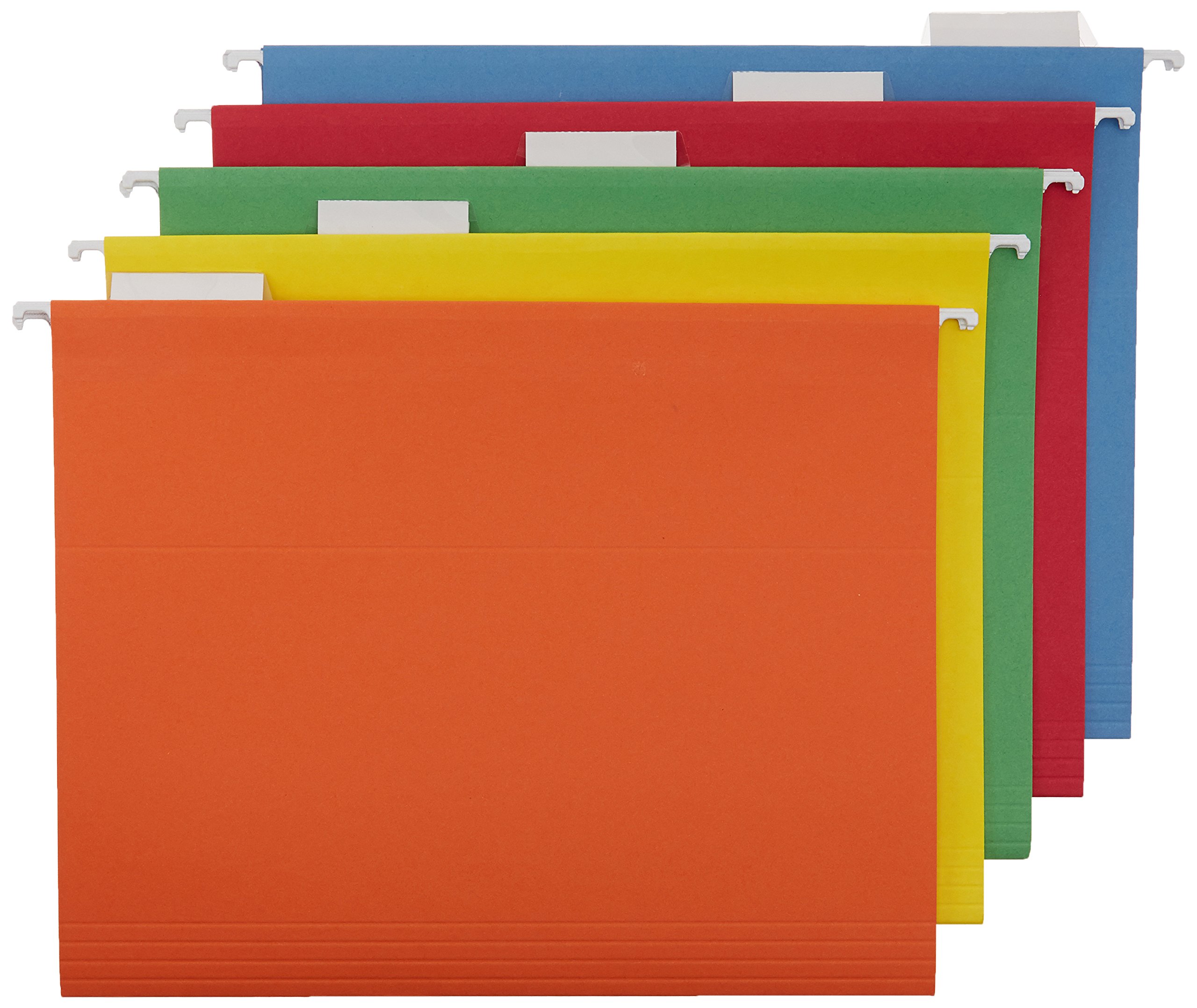 Amazon Basics 8-Sheet Strip-Cut Paper, CD and Credit Card Home Office Shredder & Hanging Organizer File Folders - Letter Size, Assorted Colors, 25-Pack