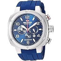Men's Guardian Stainless Steel Quartz Silicone Strap, Blue, 23.6 Casual Watch (Model: SP3343)