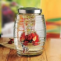 Circleware Barrel Shaped Glass Beverage Dispenser with Lid, Sun Tea Jar with Spigot Kitchen Entertainment Glassware Drink Water Pitcher for Juice, Wine, Kombucha and Cold Drinks, Clear, Huge 3.14 Gall