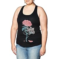 Disney Women's Slim Beauty and The Beast Rose Poster Racerback Graphic Tank Top