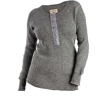 Women's Heavy Weight Wool Henley-3 Button Placket Shirt, Grey Mix, 2XL