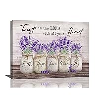 Rustic Lavender Wall Art Christian Quotes Wall Decor Flower Purple Lavender Country Pictures Canvas Prints Motivational Framed Modern Artwork for Home Living Room Bedroom Bathroom 16