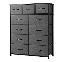 AZL1 Life Concept 11-Drawer Dresser, Fabric Storage Tower for Bedroom, Living Room, Large Tall Dressers for Bedroom with Wooden Top and Metal Frame, Bedroom Dressers & Chests of Drawers, Dark Grey