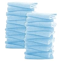 Sunny zzzZZ Ultra Soft 24 Pack Baby Washcloths - 10x10 Inches - Coral Fleece Extra Absorbent Wash Clothes for Babies, Infants and Toddlers - Sensitive Skin and Newborn - Ideal Baby - Aquamarine