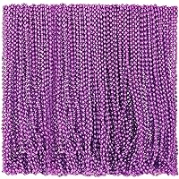 200 Pcs Purple Bead Necklace Bulk Mardi Gras Oval Beads Necklace Party Favors 33