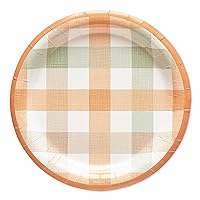 American Greetings 36-Count 7 in. Dessert Plates, Plaid Thanksgiving Party Supplies