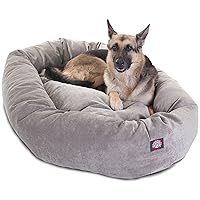 Majestic Pet 52 Inch Micro Velvet Calming Dog Bed Washable – Cozy Soft Round Dog Bed with Spine for Head Support - Fluffy Donut Dog Bed 52x35x11 (inch) – Round Pet Bed X- Large - Vintage