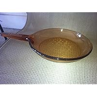 Vintage Corning Visions Visionware Amber 10 Inch Skillet Frying Pan w/ Lid