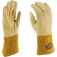 6021 Pigskin MIG Welding Gloves – Medium, Insulated Top Grain Work Safety Gear, Straight Thumb, Kevlar Construction, Natural