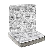 Metallic Floral Square Disposable Paper Plates (18 Pc) Heavy Duty Paper Plates 7 inch, Disposable Party Dessert Plates for Birthday, Great for Baby Showers, Anniversaries, Weddings & Events - Silver