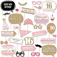 Big Dot of Happiness Funny Sweet 16-16th Birthday Party Photo Booth Props Kit - 30 Count