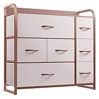 YITAHOME Dresser with 7 Drawers - Fabric Storage Tower, Organizer Unit for Bedroom, Living Room, Hallway, Closets & Nursery - Sturdy Steel Frame, Wooden Top & Easy Pull Fabric Bins, Pink