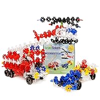 VIAHART Brain Flakes 3-in-1 Building Kit with Detailed Step by Step Instructions - 580 Pieces to Build All 3 Vehicles - Wheel Pieces and Special Parts are Included - Ages 7 and Up