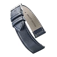 ALPINE flat Stitched Genuine Leather Watch strap with Quick Release Spring Bars - Black, Brown, burgundy, red, pink, blue, grey - 12-22 mm