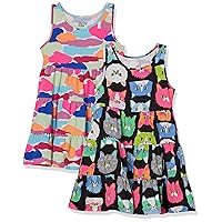 Amazon Essentials Girls and Toddlers' Knit Sleeveless Tiered Dresses (Previously Spotted Zebra), Pack of 2