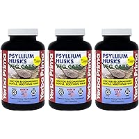 Yerba Prima Psyllium Husks Veg Caps - 180 Count (Pack of 3) - Vegan, Non-GMO, Gluten Free, Colon Cleanser, Daily Fiber Supplement for Gut Health & Regularity