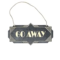 Sign - BLACK - Go Away - Art Deco 8x4