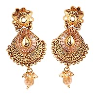 Wedding wear Style Crystal Stone Indian Polki Earrings Traditional Jewelry