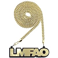 LMFAO Acrylic Pendant with Gold Color 36 Inch Necklace