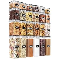 PRAKI Airtight Food Storage Containers Set with Lids - 24 PCS, BPA Free Kitchen and Pantry Organization, Plastic Leak-proof Canisters for Cereal Flour & Sugar - Labels & Marker(Grey0