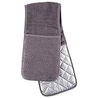 DII Basic Terry Collection 100% Cotton Quilted, Double Mitt, Gray