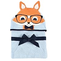 Hudson Baby Unisex Baby Cotton Animal Face Hooded Towel, Nerdy Fox, One Size