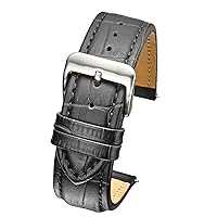 ALPINE Padded & Stitched Genuine Leather Alligator Grain Watch Band in Extra Long Length for WIDER WRISTS ONLY- Black, Brown in Sizes 18XL, 20XL, 22XL, 24XL, 26XL (fits wrist sizes 7 1/2 to 9 inch)