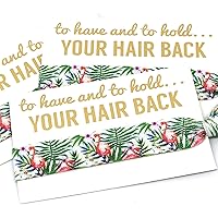 Pack of 3, 5 OR 10 | Bachelorette Hair Tie Party Favors (Palm Leaf Pink Flamingo Print) | Wedding Favor | Beachy Bachelorette (10)