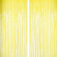 Yellow Tinsel Foil Fringe Curtains Decorations - You are My Sunshine Baby Shower Birthday Party Photo Backdrops Props Decorations, 2pc