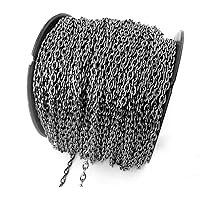 328 Feet Fashion Jewelry Small Curb Cross Cable Chain, Gunmetal Black Link (100 Meter)