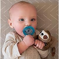 Nuby Soft Plush Pacifinder with Detachable Silicone Pacifier: 0-6 Months, Sloth, Natural Cherry Shape, brown, one size