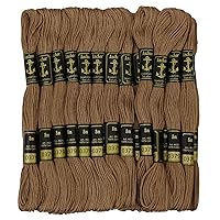 Anchor Stranded Cotton Hand Embroidery Thread Floss Pack of 25 Skeins-Light Brown