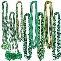 Beistle Happy St Patrick's Day Plastic Beaded Necklace Assortment 100 Piece Shamrock Party Favors, 24
