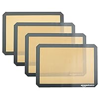 Amazon Basics Silicone, Non-Stick, Food Safe Baking Mat, Pack of 4, Beige/Gray, Rectangular, 16.5