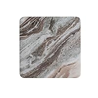 Creative Co-Op 8 Inches Square Marble Heat-Resistant Kitchen, Multicolored Trivet, Beige