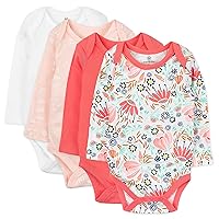 HonestBaby baby-girls Multi-pack Long Sleeve Bodysuits One-piece Organic Cotton for Infant Baby Girls (Legacy)