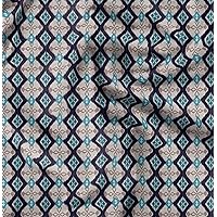 Soimoi Velvet Blue Fabric by The Yard - 54 Inch Wide - Geometric Material - Artistic and Modern Patterns for Various Uses Printed Fabric
