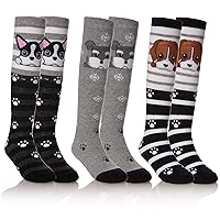 FNOVCO Girls Knee High Socks Cartoon Animal Patterns Cotton Over Calf Socks