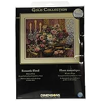 Dimensions Gold Collection Counted Cross Stitch Kit, Romantic Floral, 14 Count Beige Aida, 13'' x 16''