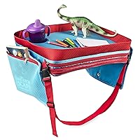 Kids Travel Lap Tray – Portable Foldable Child, Toddler, Baby Car Seat, Stroller, Bed, Airplane. Carry Bag Organizer Trays for Play, Snack, Food, Laptop. Large Folding Childs Backseat Activity Desk