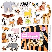SPARK & WOW Wooden Magnets - Animals - Set of 20 - Magnets for Kids Ages 2+ - Cute Animal Magnets for Fridges, Whiteboards and More