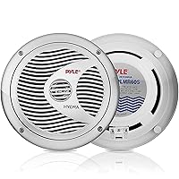 Pyle 6.5” Dual Marine Speakers - 2 Way Waterproof and Weather Resistant Outdoor Audio Stereo Sound System with 150 Watt Power, Polypropylene Cone and Cloth Surround - 1 Pair - PLMR60S (Silver)