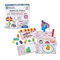 MathLink Cubes Kindergarten Math Activity Set Mathtastics!, Math Teaching Toys, PreKManipulatives, Children’s Math Games, 115 Pieces, Age 5+