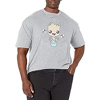 Marvel Big & Tall Classic Guardians of The Galaxy Groot Hello Spring Men's Tops Short Sleeve Tee Shirt