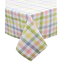 COTTON CRAFT Countryside Classic Gingham Buffalo Check Plaid Tablecloth - Premium Cotton - Spring Easter Bunny Luncheon Dinner - Table Cover - 60 inch x 102 inch - Yellow Multi