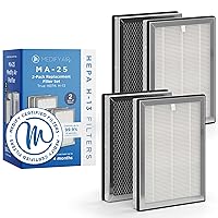 Medify MA-25 Genuine Replacement Filter Set for Allergens, Smoke, Wildfires, Dust, Odors, Pollen, Pet Dander | 3 in 1 with Pre-Filter, True HEPA H13 and Activated Carbon for 99.9% Removal | 2-Pack