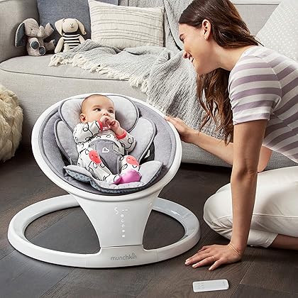Munchkin® Bluetooth Enabled Lightweight Baby Swing with Natural Sway in 5 Ranges of Motion, Includes Remote Control