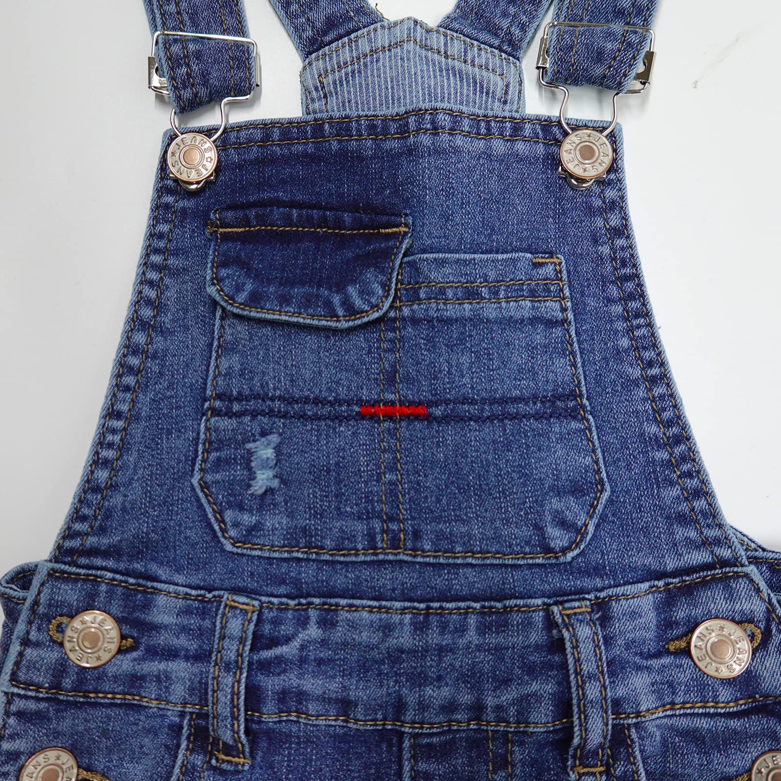 KIDSCOOL SPACE Baby Little Boys Slim Fit Jeans,Ripped Bib Pocket Fashion Denim Overalls