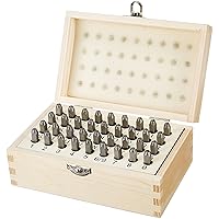 Amazon Basics Metal Alphabet and Number 36-pc Stamp Kit with Wood Case, 5/32 Inch